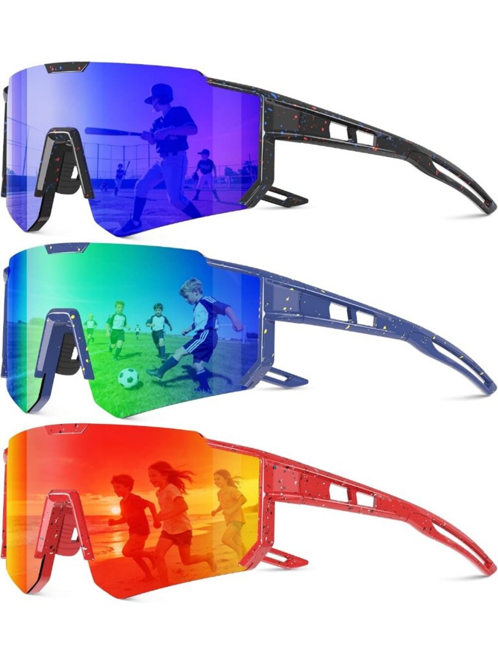 Polarized Kids Sunglasses - UV Protection Youth Cycling & Baseball Goggles with